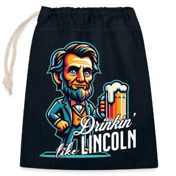 Drinkin' Like Lincoln Retro Vintage Design - Closable cotton gift bag (25x30cm) - navy - Front