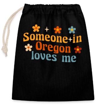 Quelqu’un dans l’Oregon m’aime - Sac cadeau en coton avec cordon (25 x 30 cm) - noir - Devant