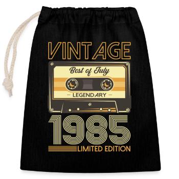 40. Geburtstag Kassette Juli 1985 Jahrgang 1985 - Verschließbarer Geschenkbeutel aus Baumwolle (25x30cm) - Schwarz - Vorne