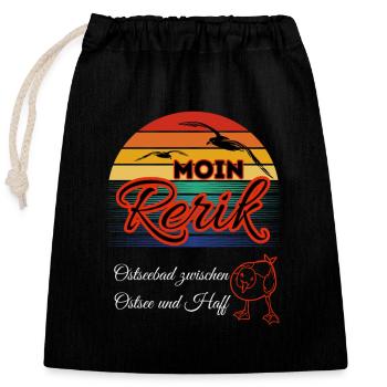 Moin Rerik Baltic Sea resort between the Baltic Sea and the lagoon - Closable cotton gift bag (25x30cm) - black - Front