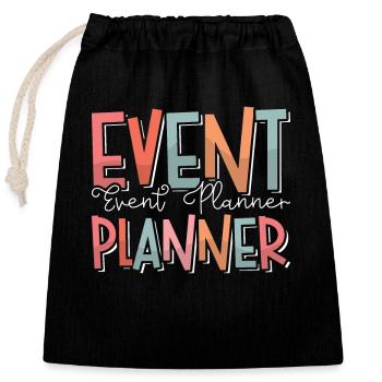 Events Coordinator Event Planner Loves Planning - Closable cotton gift bag (25x30cm) - black - Front