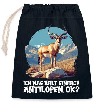 Antelope Antilopen Antilope - Closable cotton gift bag (25x30cm) - navy - Front