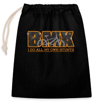 BMX Vintage, Vélo Freestyle course BMX - Sac cadeau en coton avec cordon (25 x 30 cm) - noir - Devant