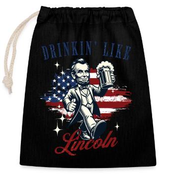 Drinkin' Like Lincoln Retro Vintage Design - Closable cotton gift bag (25x30cm) - black - Front
