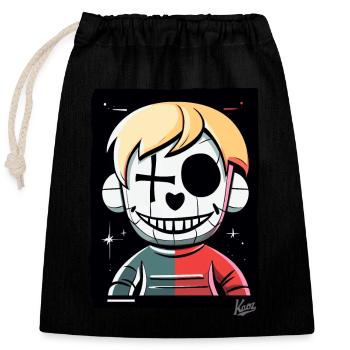Crazy Cartoon: Horrible Puppet - Closable cotton gift bag (25x30cm) - black - Front
