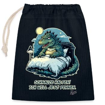 Crocodile alligator au lit, museau je veux dormir - Sac cadeau en coton avec cordon (25 x 30 cm) - bleu marine - Devant