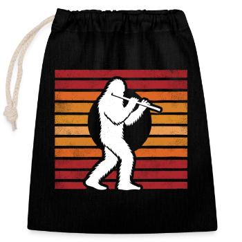 Flûte traversière Sasquatch Bigfoot Sunset Vintage - Sac cadeau en coton avec cordon (25 x 30 cm) - noir - Devant