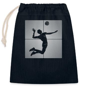 Ballon de volley-ball vintage Joueur de volley-ball - Sac cadeau en coton avec cordon (25 x 30 cm) - bleu marine - Devant