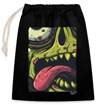 Zoom sur ce visage de zombie : effrayant et élégant ! - Sac cadeau en coton avec cordon (25 x 30 cm) - noir - Devant