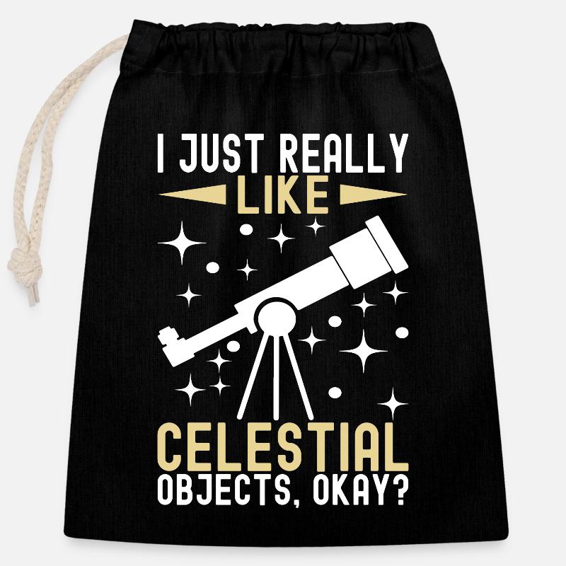 Astronomie Atronome - Sac cadeau en coton avec cordon (25 x 30 cm) - noir