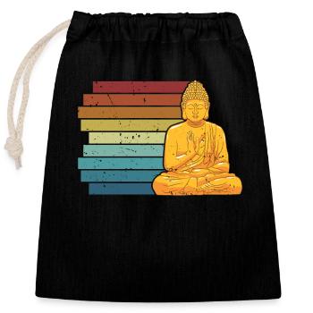 Retro Buddhistische Statue Symbol Priester Buddhismus - Verschließbarer Geschenkbeutel aus Baumwolle (25x30cm) - Schwarz - Vorne
