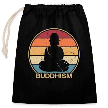 Retro Buddhistische Statue Symbol Priester Buddhismus - Verschließbarer Geschenkbeutel aus Baumwolle (25x30cm) - Schwarz - Vorne