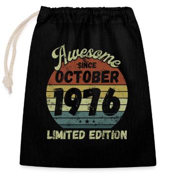 Awesome since October 1976 - Birthday - Closable cotton gift bag (25x30cm) - black - Front