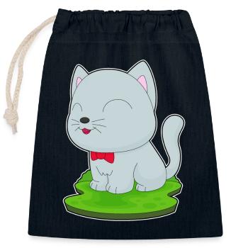 Noeud papillon chat - Sac cadeau en coton avec cordon (25 x 30 cm) - bleu marine - Devant