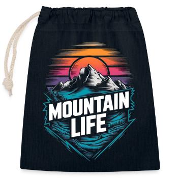 Energetic Mountains and Sunset - Closable cotton gift bag (25x30cm) - navy - Front