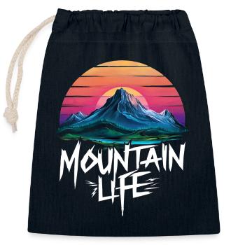 Coucher de soleil oriental à la montagne - Sac cadeau en coton avec cordon (25 x 30 cm) - bleu marine - Devant