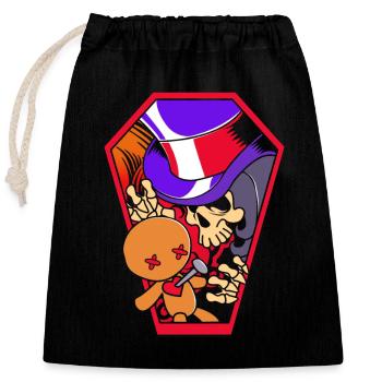 Voodoo Skeleton - Closable cotton gift bag (25x30cm) - black - Front