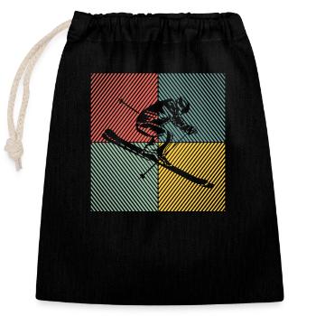 Skifahren Ski Skilift Skilaufen Skifahren Skier - Verschließbarer Geschenkbeutel aus Baumwolle (25x30cm) - Schwarz - Vorne