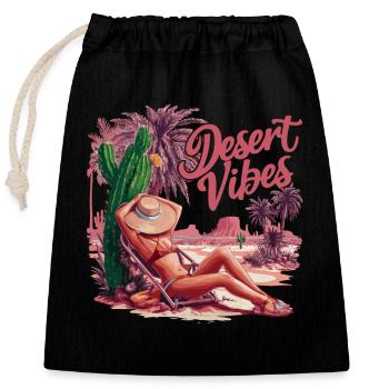 Sunset Desert Vibes Holiday Adventure - Closable cotton gift bag (25x30cm) - black - Front