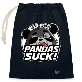 Les pandas sont stupides : l’ours panda - Sac cadeau en coton avec cordon (25 x 30 cm) - bleu marine - Devant