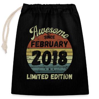 Awesome since February 2018 - Birthday - Closable cotton gift bag (25x30cm) - black - Front