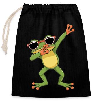 Coole Tanzende Frosch Mit Sonnenbrille - Verschließbarer Geschenkbeutel aus Baumwolle (25x30cm) - Schwarz - Vorne