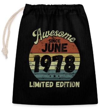 Awesome since June 1978 - Birthday - Closable cotton gift bag (25x30cm) - black - Front
