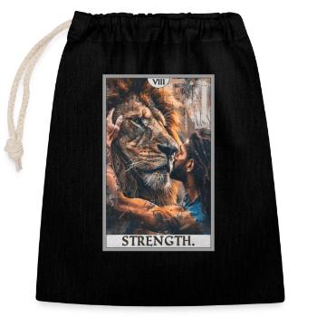 Tarotkarten Tarotkarte Strength Kraft - Verschließbarer Geschenkbeutel aus Baumwolle (25x30cm) - Schwarz - Vorne