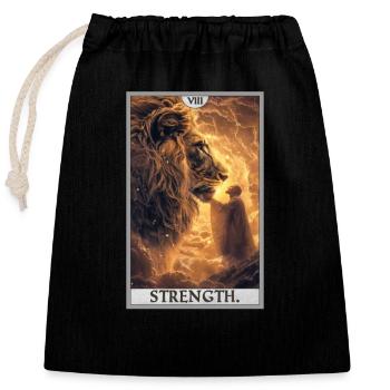 Tarotkarten Tarotkarte Strength Kraft - Verschließbarer Geschenkbeutel aus Baumwolle (25x30cm) - Schwarz - Vorne