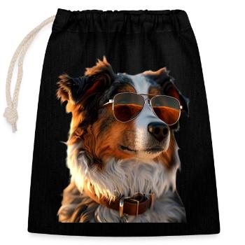 Australian Shepherd Dog Lover Cute Aussie - Closable cotton gift bag (25x30cm) - black - Front