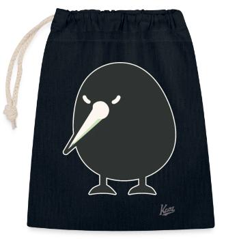 Drôle d’oiseau kiwi - Sac cadeau en coton avec cordon (25 x 30 cm) - bleu marine - Devant