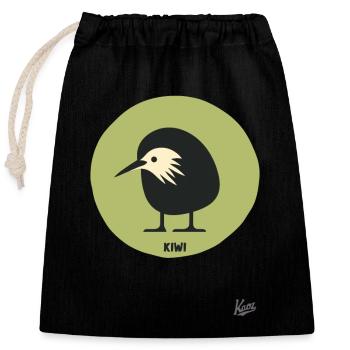 Abstrait bande dessinée kiwi oiseau - Sac cadeau en coton avec cordon (25 x 30 cm) - noir - Devant