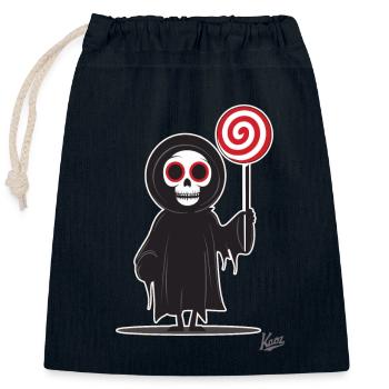 Sensenmann hält riesigen Lolli Lutscher - Verschließbarer Geschenkbeutel aus Baumwolle (25x30cm) - Navy - Vorne