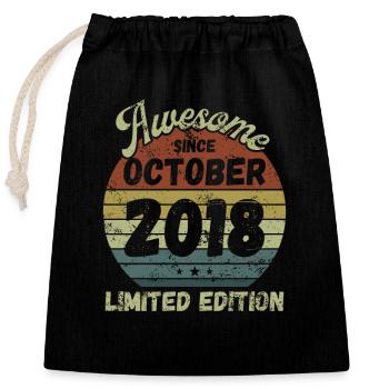Awesome since October 2018 - Birthday - Closable cotton gift bag (25x30cm) - black - Front