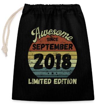 Awesome since September 2018 - Birthday - Closable cotton gift bag (25x30cm) - black - Front