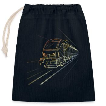 Train Sketch 90s Look - Closable cotton gift bag (25x30cm) - navy - Front
