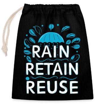 Rain Keep Reuse - Closable cotton gift bag (25x30cm) - black - Front
