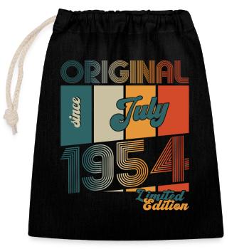 70e anniversaire Original juillet 1954 Né en 1954 - Sac cadeau en coton avec cordon (25 x 30 cm) - noir - Devant