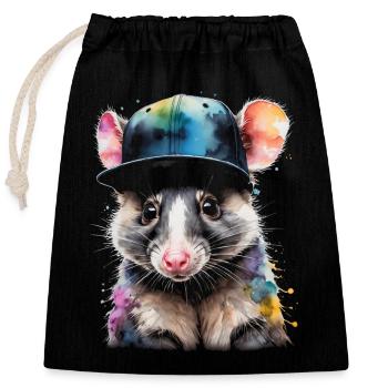 Opossum Snapback Cap Cool Tier Design Print - Closable cotton gift bag (25x30cm) - black - Front