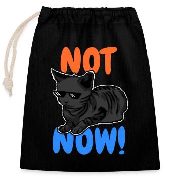 Drôle de chat - Sac cadeau en coton avec cordon (25 x 30 cm) - noir - Devant