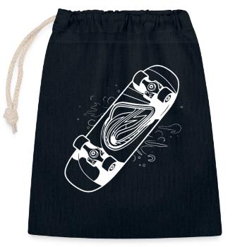 Dessin de planche à roulettes - Sac cadeau en coton avec cordon (25 x 30 cm) - bleu marine - Devant