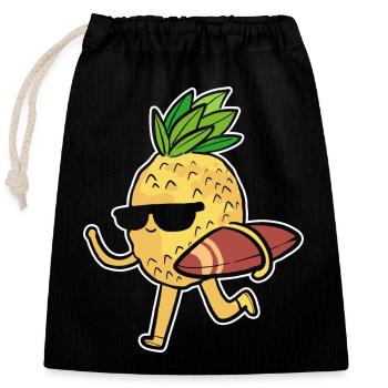 Ananas Surfing - Verschließbarer Geschenkbeutel aus Baumwolle (25x30cm) - Schwarz - Vorne