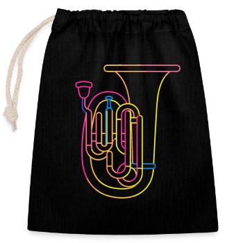 Tuba Drawing Retro - Closable cotton gift bag (25x30cm) - black - Front