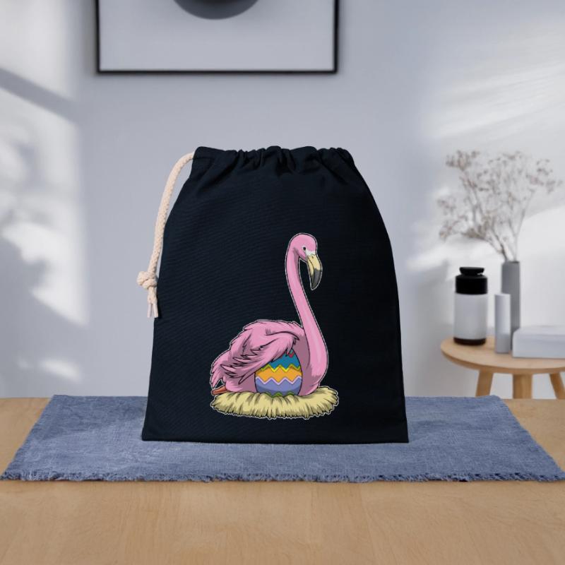 Flamingo Easter Easter Egg Nest Closable cotton gift bag (25x30cm)