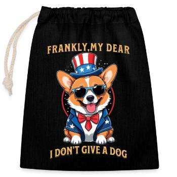 Drôle Corgi chien patriotique chien amoureux Design - Sac cadeau en coton avec cordon (25 x 30 cm) - noir - Devant
