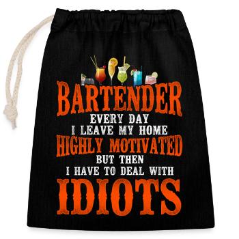 Bartender Mixologist Bartender - Closable cotton gift bag (25x30cm) - black - Front