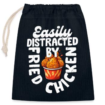 Easily Disreacted By Fried Chicken Fast Food Fry - Verschließbarer Geschenkbeutel aus Baumwolle (25x30cm) - Navy - Vorne