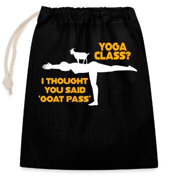 Yoga-Kurs oder Ziegenpass - Verschließbarer Geschenkbeutel aus Baumwolle (25x30cm) - Schwarz - Vorne