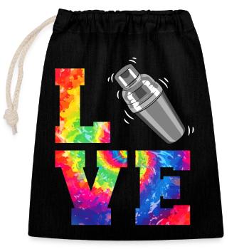 Bartender Mixologist Tie Dye Love - Closable cotton gift bag (25x30cm) - black - Front