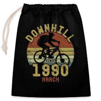 Anniversaire Vélo de descente Mars 1990 - Sac cadeau en coton avec cordon (25 x 30 cm) - noir - Devant